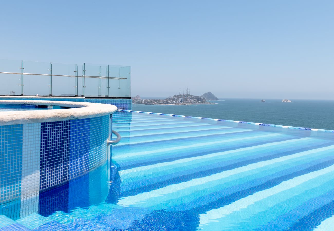Apartamento en Mazatlán - Vista a la Laguna + Rooftop con Alberca 🌊
